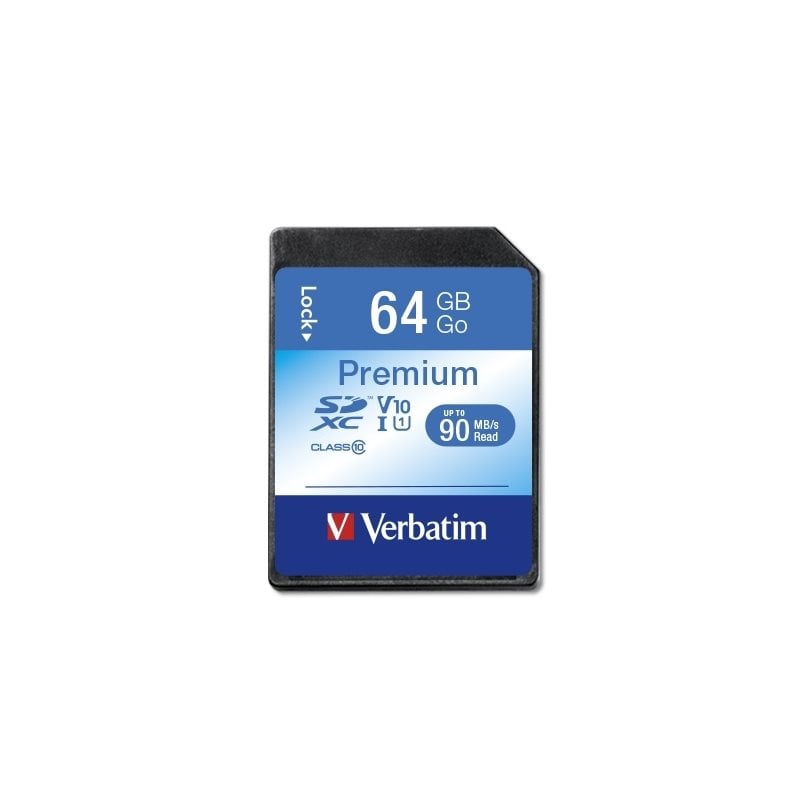 Verbatim 64GB Premium, SDXC -muistikortti, Class 10, UHS-I, 90/10 MB/s