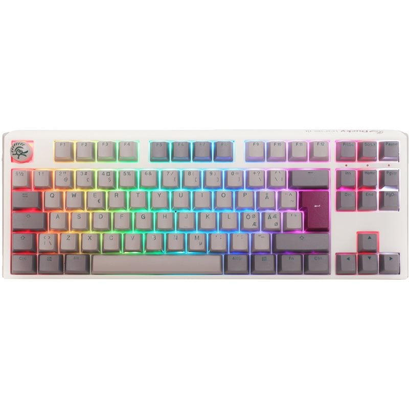 Ducky (Outlet) One 3 - Mist Grey Nordic - TKL - Cherry Red, mekaaninen näppäimistö