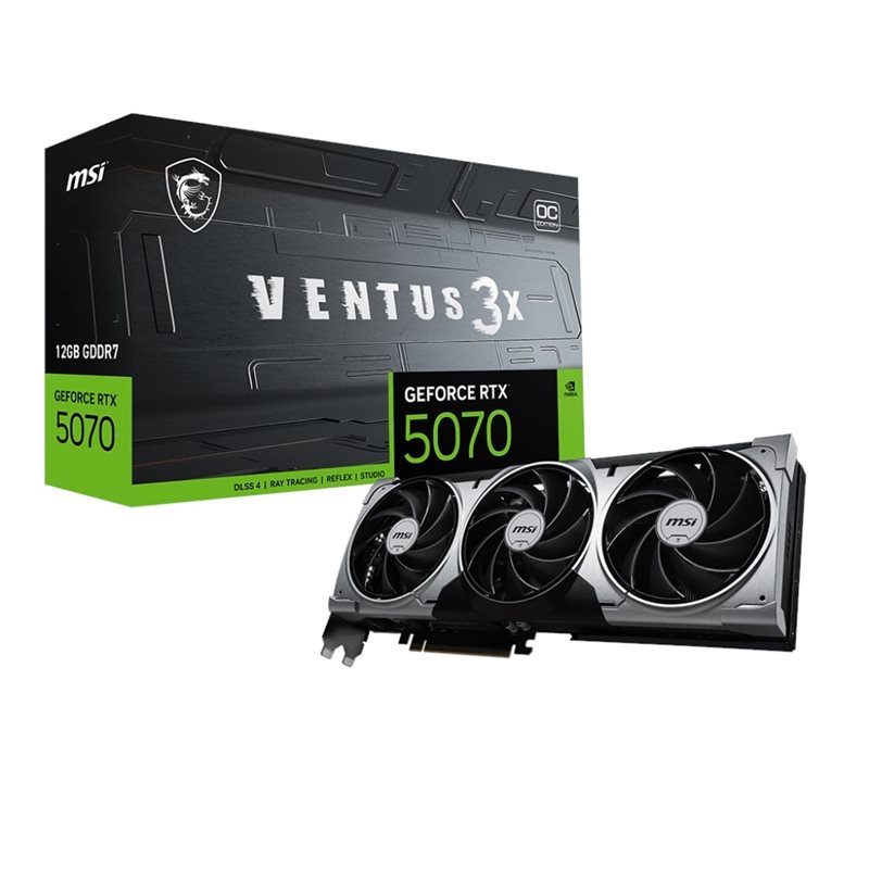 MSI GeForce RTX 5070 VENTUS 3X OC -näytönohjain, 12GB GDDR7