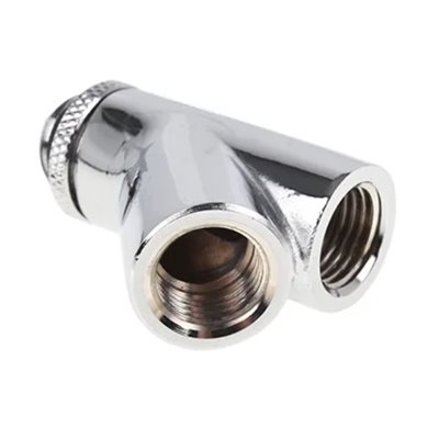 Alphacool Eiszapfen Y-connector 45° - G1/4 kierrettävä, 2x sisäkierre/1x ulkokierre, Chrome