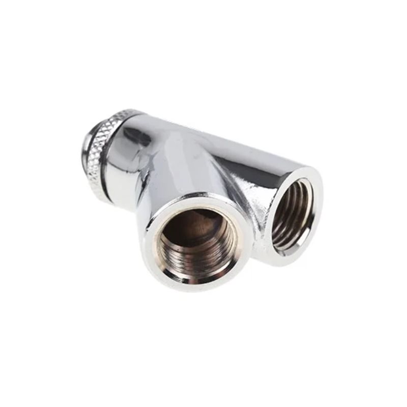 Alphacool Eiszapfen Y-connector 45° - G1/4 kierrettävä, 2x sisäkierre/1x ulkokierre, Chrome