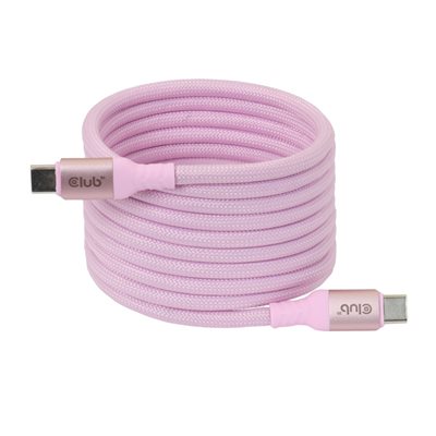Club 3D 2.0 USB-C -kaapeli, PD 3.1 240W EPR, 2m, pinkki