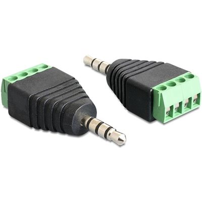 DeLock 3,5mm stereo uros -> 4-pin sarjaliitin -adapteri, musta/vihreä