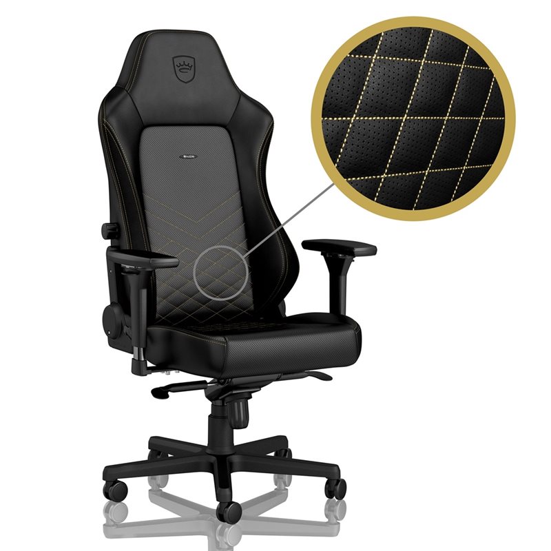 noblechairs HERO Gaming Chair, keinonahkaverhoiltu pelituoli, musta/kulta