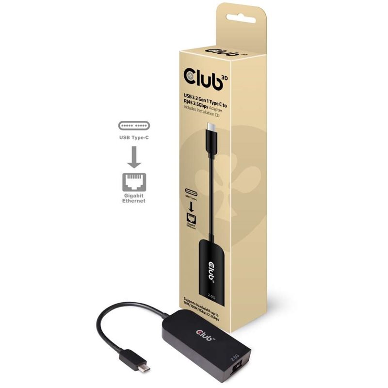 Club 3D 3.2 Gen1 USB-C  -> RJ45 2.5Gbps -verkkosovitin