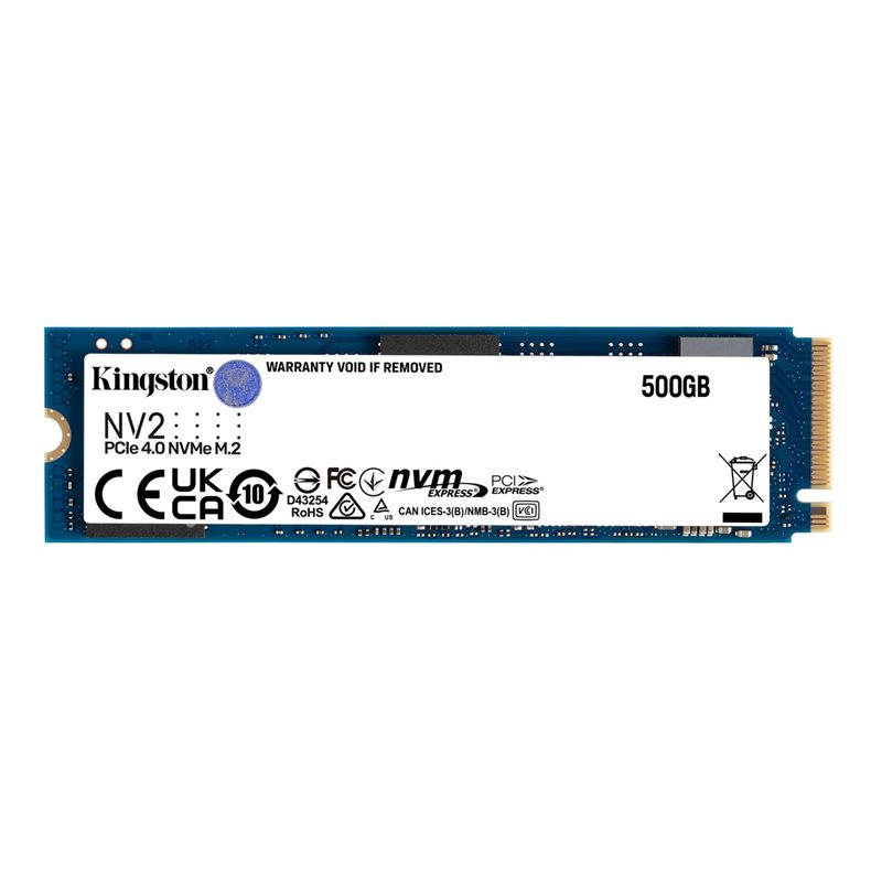 Kingston 500GB NV2 PCIe 4.0 NVMe SSD-levy, M.2 2280, 3500/2100 MB/s
