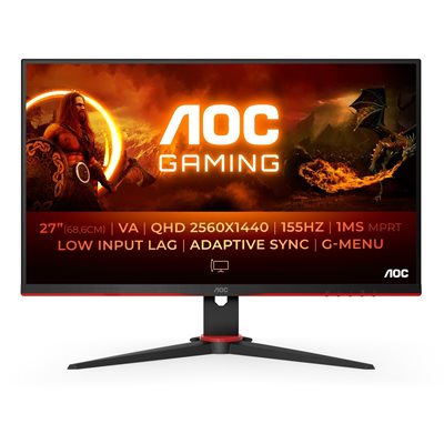 AOC 27" Q27G2E/BK, 155Hz (OC) QHD-pelimonitori, musta/punainen