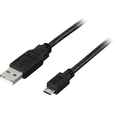 Deltaco 2.0 USB-A - Micro-USB -kaapeli, 5-pin, 0,5m, musta