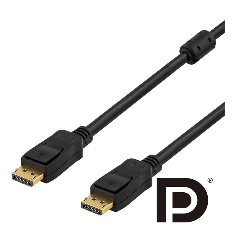 Deltaco DisplayPort 1.2 -näyttökaapeli, 2m, musta