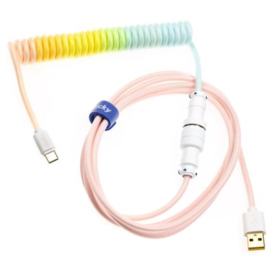 Ducky Premicord Cotton Candy -kierrekaapeli, USB Type-C -> Type-A, 1,8m