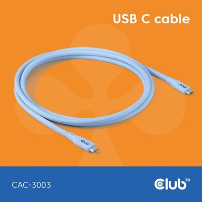 Club 3D USB4-C -kaapeli, PD3.1 240W, 2m, sininen