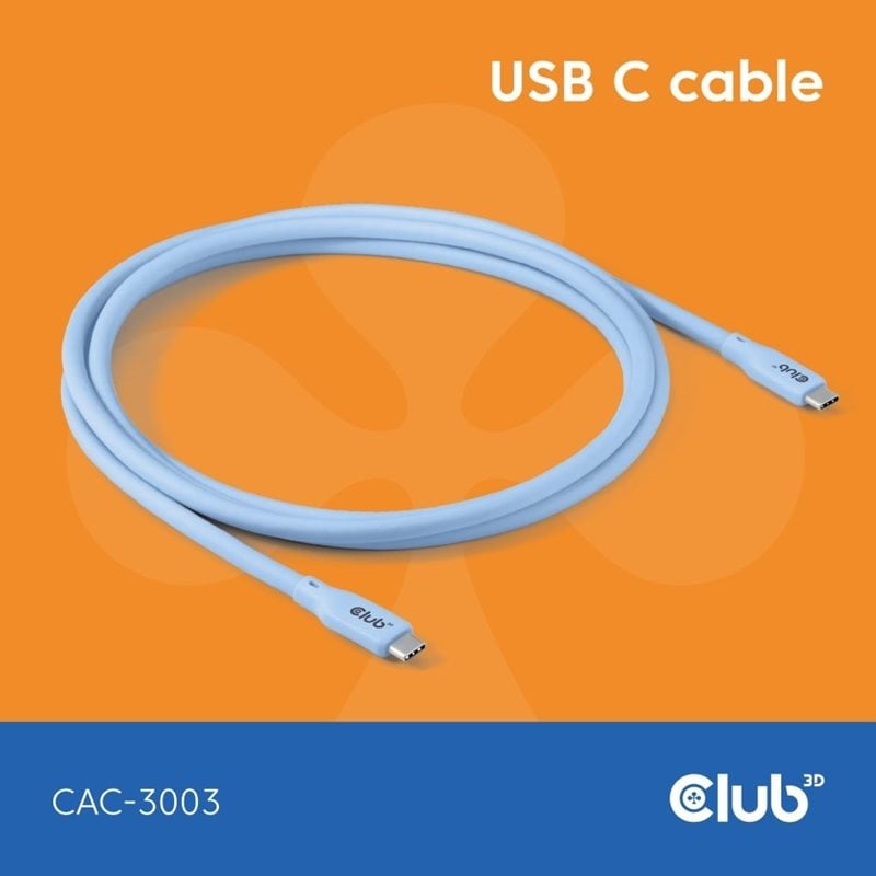 Club 3D USB4-C -kaapeli, PD3.1 240W, 2m, sininen