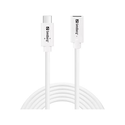 Sandberg 3.2 Gen2 USB-C -jatkokaapeli, 100W, 2m, valkoinen
