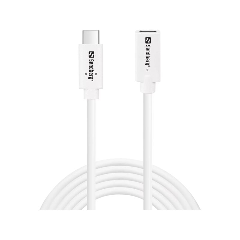 Sandberg 3.1 USB-C -jatkokaapeli, 100W, 2m, valkoinen