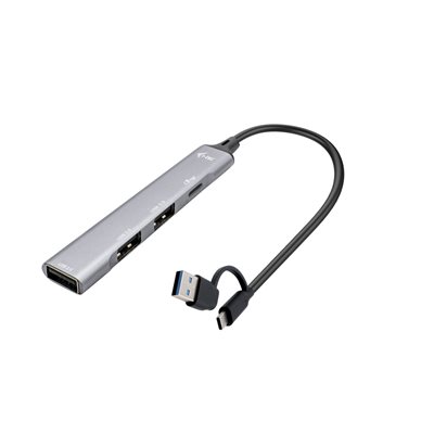 i-tec 4-porttinen 3.2 Gen1 USB-A/C -hubi, 0,15m, harmaa