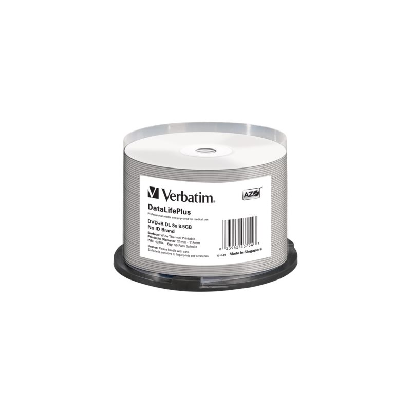 Verbatim DataLifePlus DVD+R DL 8,5GB/240min, 8x, thermal printable, spindel, 50kpl