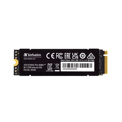 Verbatim 4TB Vi7000G, NVMe SSD -levy, M.2 2280, PCIe Gen4 x4, 7000/6400 MB/s
