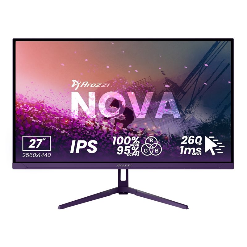 Arozzi 27" Nova IPS, 260Hz (OC) QHD -pelimonitori, violetti