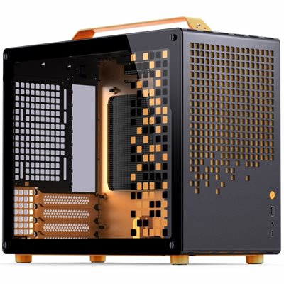 Jonsplus (Outlet) Z20 - Tempered Glass Version, ikkunallinen mATX-kotelo, musta/oranssi