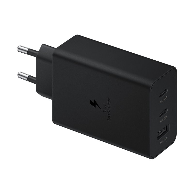 Samsung 65W Power Adapter Trio, laturi, 2x USB-C, USB-A, musta