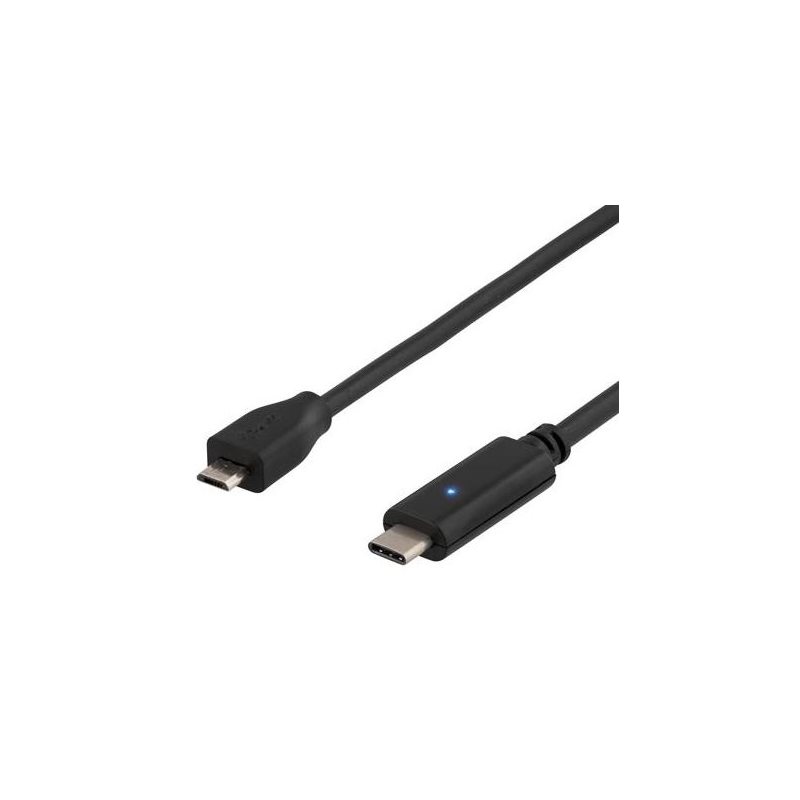 Deltaco 2.0 USB-C - Micro-USB -kaapeli, 0,5m, musta