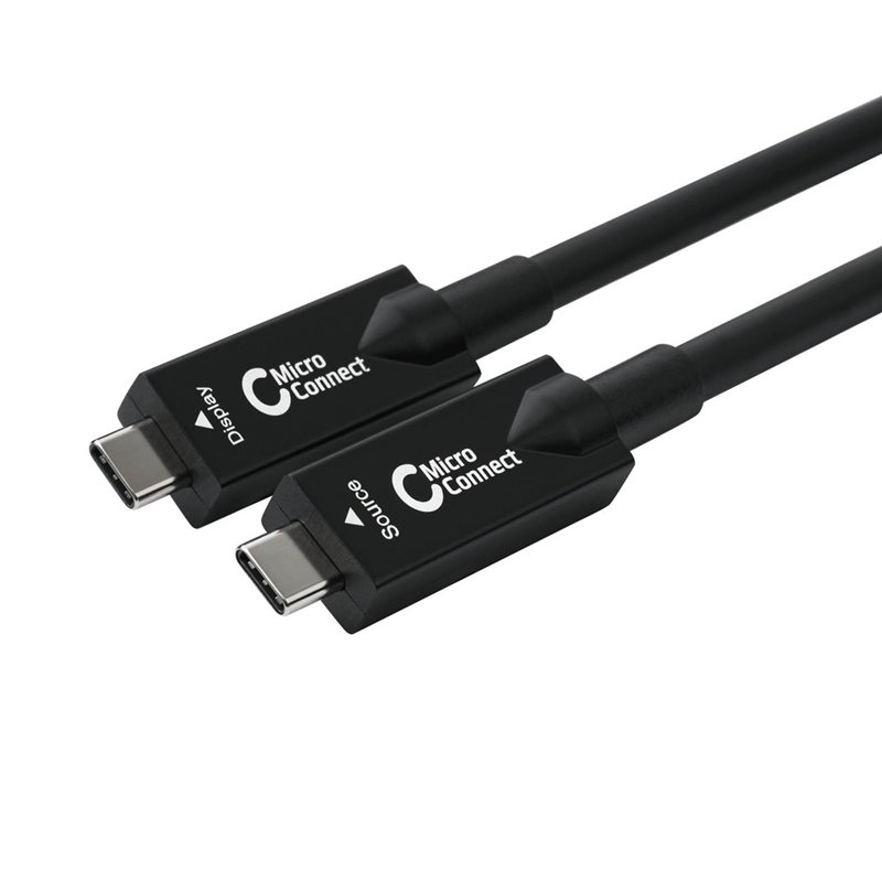 MicroConnect 3.2 Gen2 USB-C -kaapeli, optinen, 10Gbps, 60Wz, 10m, musta