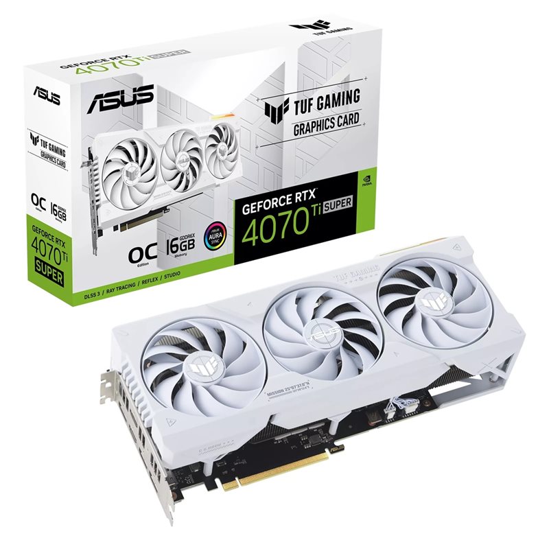 Asus GeForce RTX 4070 Ti SUPER TUF Gaming White - OC Edition -näytönohjain, 16GB GDDR6X