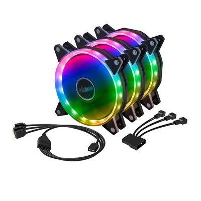 Akasa VEGAS AR7, 120x120x25mm ARGB-laitetuuletinsarja, 3kpl, musta/läpikuultava