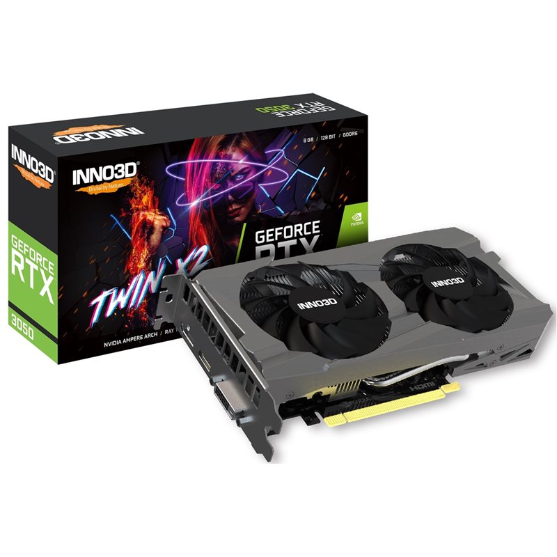 INNO3D GeForce RTX 3050 TWIN X2 -näytönohjain, 8GB GDDR6