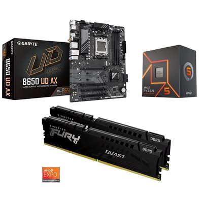 Gigabyte B650 UD AX + Ryzen 5 7600 + 32GB DDR5 6000MHz -tuotepaketti