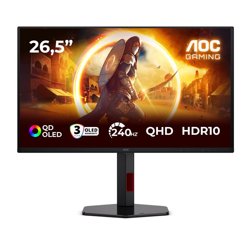 AOC 27" Q27G4ZDR, 240Hz QHD OLED-pelimonitori, musta