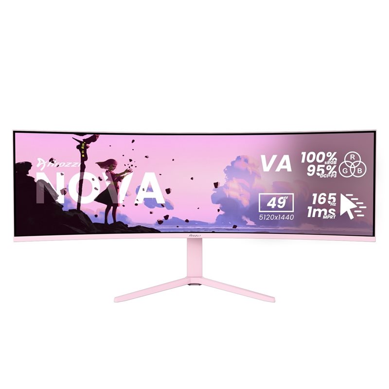 Arozzi 49" Nova VA, 165Hz (OC) UWQHD -pelimonitori, pinkki