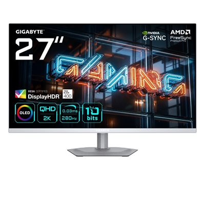 Gigabyte 27" MO27Q2A ICE, 280Hz QHD-pelimonitori, valkoinen