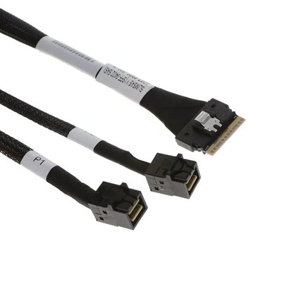 Broadcom SlimSAS SFF-8654 8i -> 2x MiniSAS SFF-8643 4i -kaapeli, 1m, musta