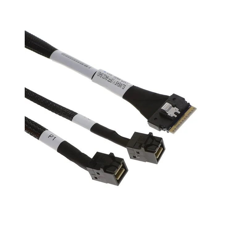 Broadcom SlimSAS SFF-8654 8i -> 2x MiniSAS SFF-8643 4i -kaapeli, 1m, musta