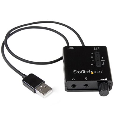 StarTech.com Ulkoinen USB-A äänikortti, S/PDIF- ja 3,5 mm ääni/stereomikrofoniliitäntä, musta