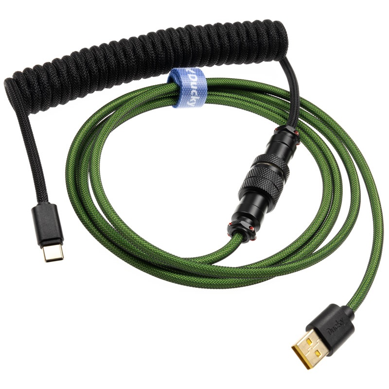 Ducky Premicord Pine Green -kierrekaapeli, USB Type-C -> Type-A, 1,8m, vihreä
