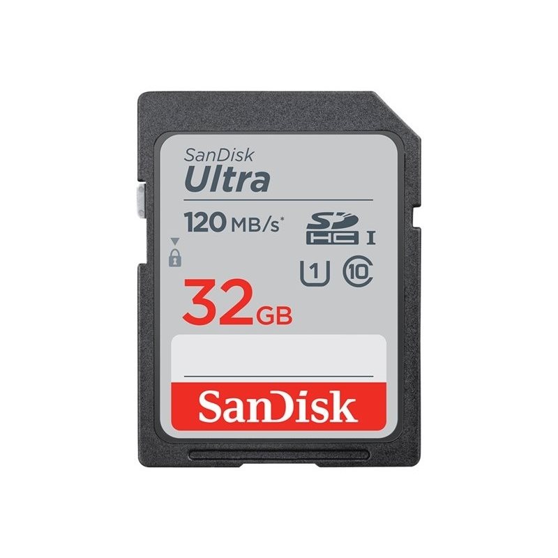 Sandisk 32GB Ulta, SDHC -muistikortti, UHS-I U1, jopa 120 MB/s