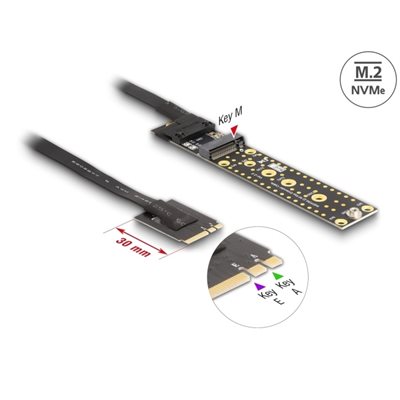 DeLock Riser NVMe M.2 Key A+E uros - > Key M, 20cm