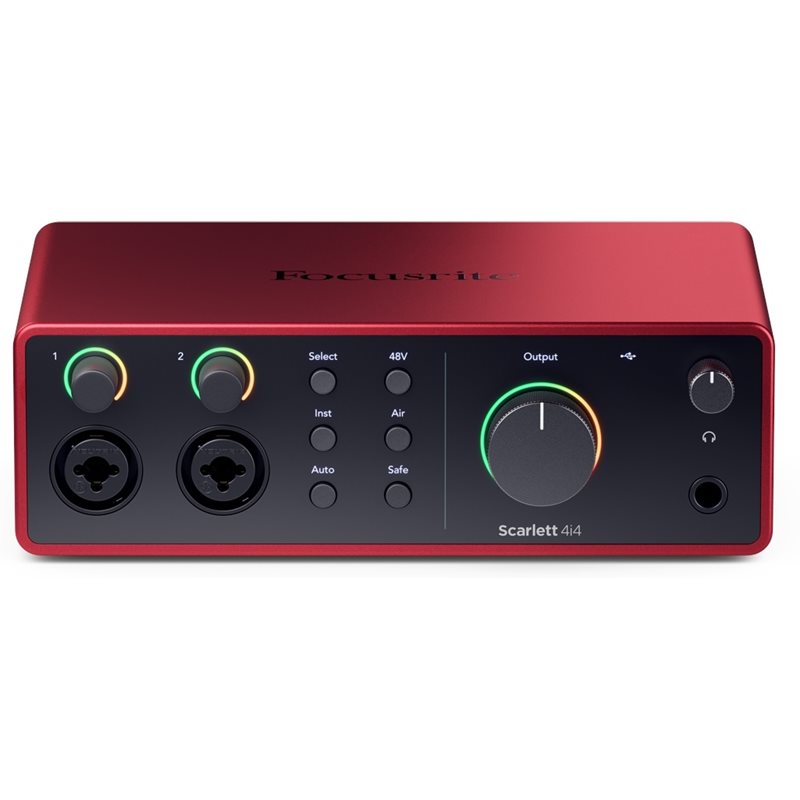 Focusrite Scarlett 4i4 4th Gen, 4-in, 4-out ulkoinen USB-äänikortti/Audio Interface, musta/punainen