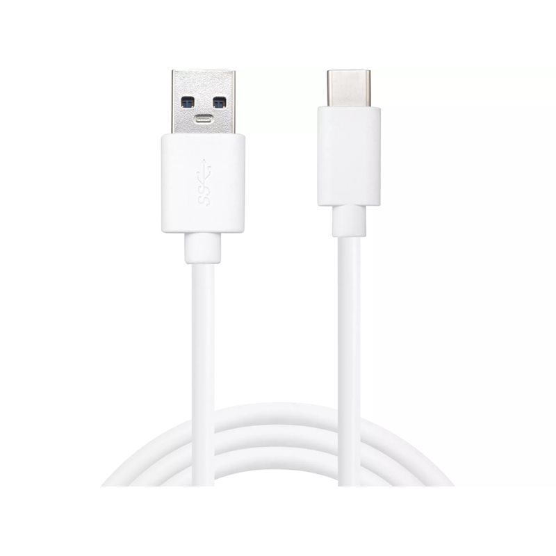 Sandberg 2.0 USB-A - USB-C -kaapeli, 1m, valkoinen