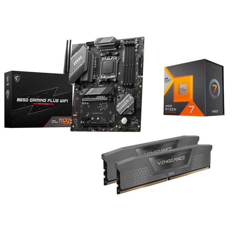 MSI B650 GAMING PLUS WIFI + Ryzen 7 7800X3D + 32GB DDR5 6000MHz -tuotepaketti