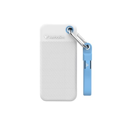 Verbatim 2TB Pocket Summer Edition, ulkoinen SSD-levy, 3.2 Gen2 USB-C, 1000/1000 MB/s, valkoinen