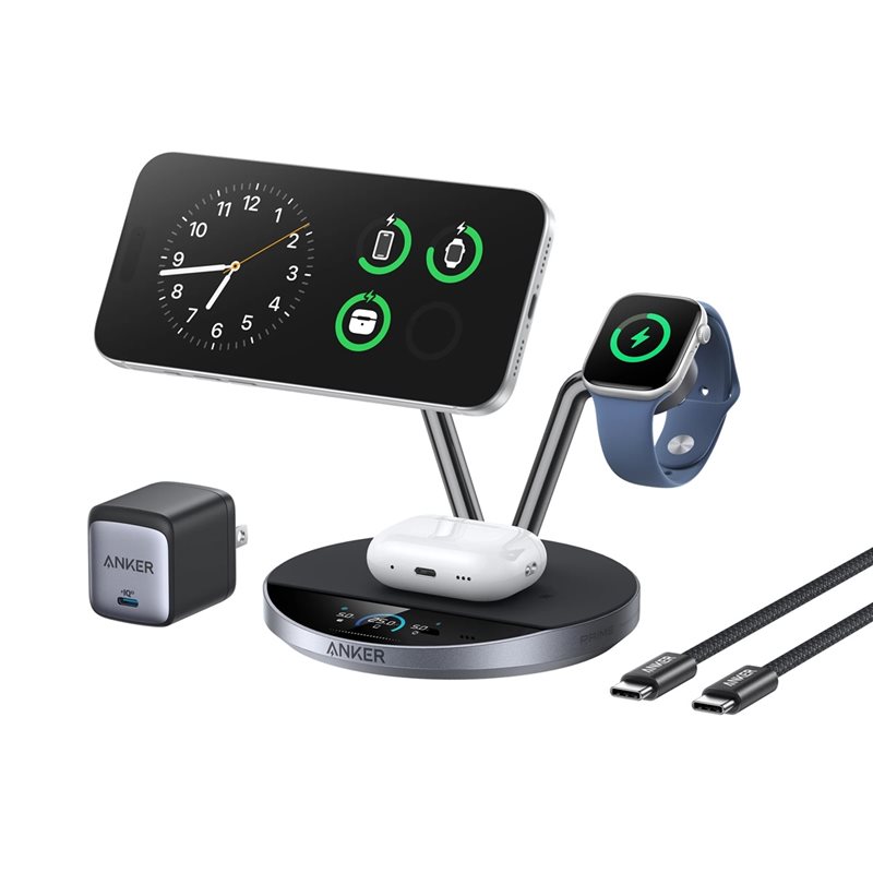 Anker 3-in-1 Prime Wireless Charging Station, langaton latausteline, musta