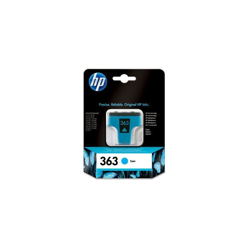 HP 363 syaani mustesäiliö, jossa Vivera-mustetta