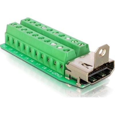 DeLock HDMI naaras -> 20-pin riviliitin -adapteri, vihreä