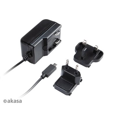 Akasa 15W USB-C virta-adapteri, Raspberry Pi 4, musta