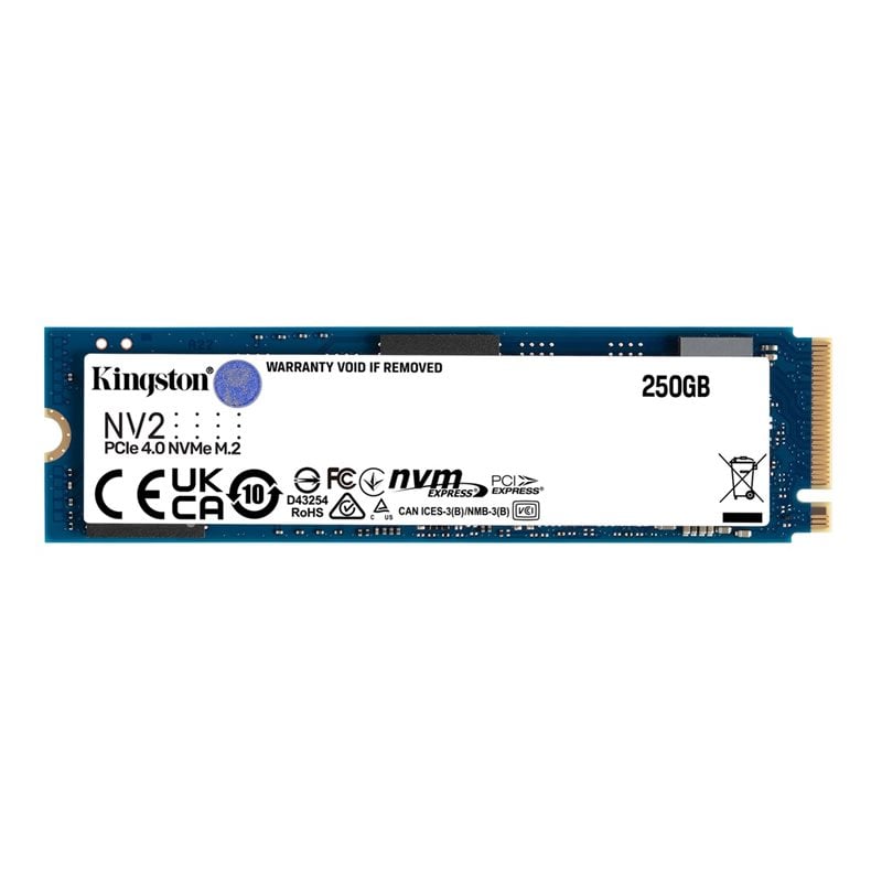 Kingston 250GB NV2 PCIe 4.0 NVMe SSD-levy, M.2 2280, 3000/1300 MB/s