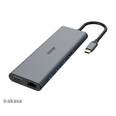 Akasa 3.2 Gen1 USB-C 14-in-1 -telakka, harmaa