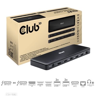 Club 3D Thunderbolt4 12-in-1 -telakka, musta